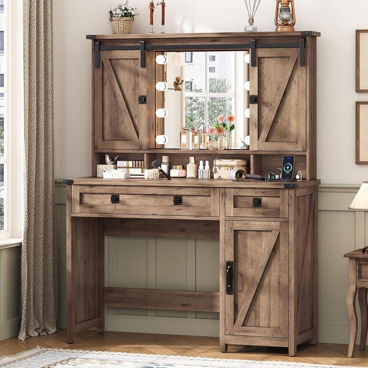 Desk Charging Station - Penteadeira de Quarto Estilo Fazenda em