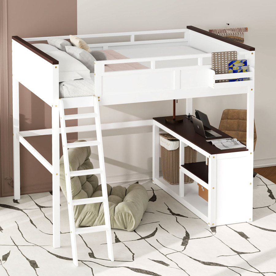 Desk Charging Station - Cama Loft Queen Size com Mesa,