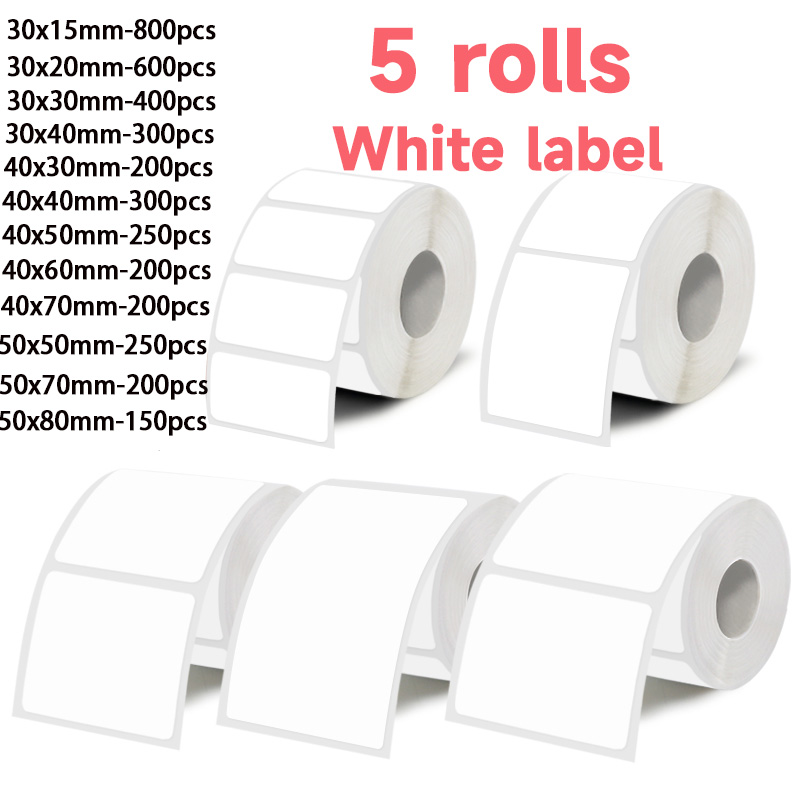 Home Office Printer - 5 rolos de etiquetas adesivas brancas,