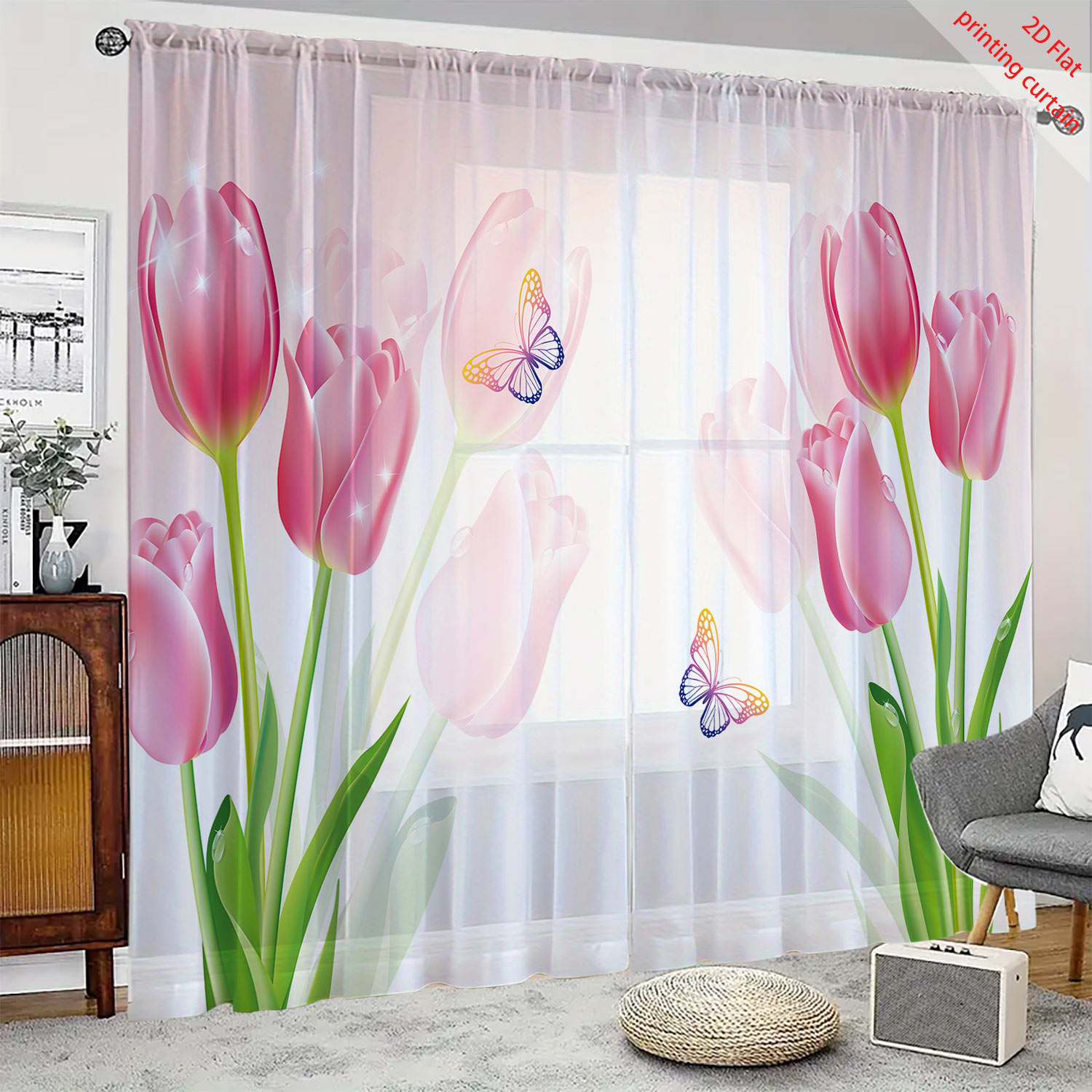 Cortina de gaze transparente c - Home Office Windows avaliação e preço