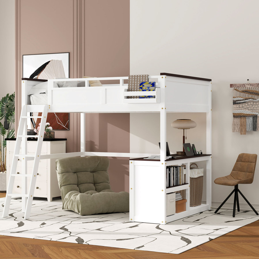 Cama Loft Queen Size com Mesa, - Desk Charging Station avaliação e preço
