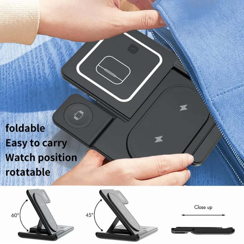 3 em 1 dobrável carregador sem - Desk Charging Station avaliação e preço