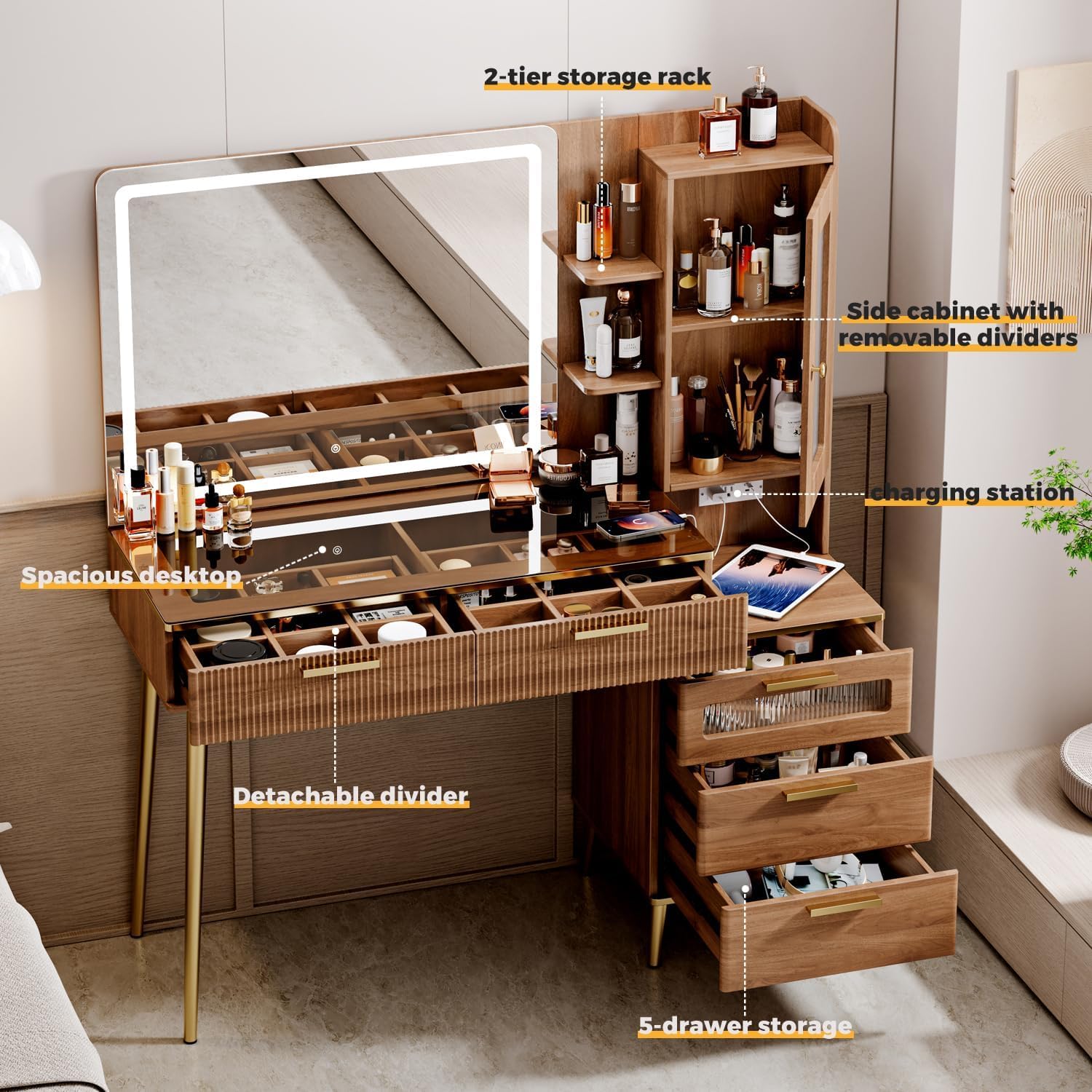 Mesa de Maquiagem para Quarto  - Desk Charging Station avaliação e preço