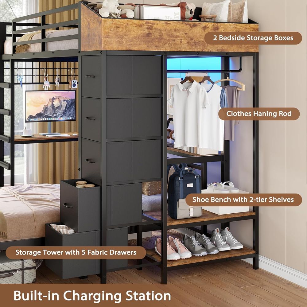 Beliche Duplo com Hall Tree, E - Desk Charging Station avaliação e preço